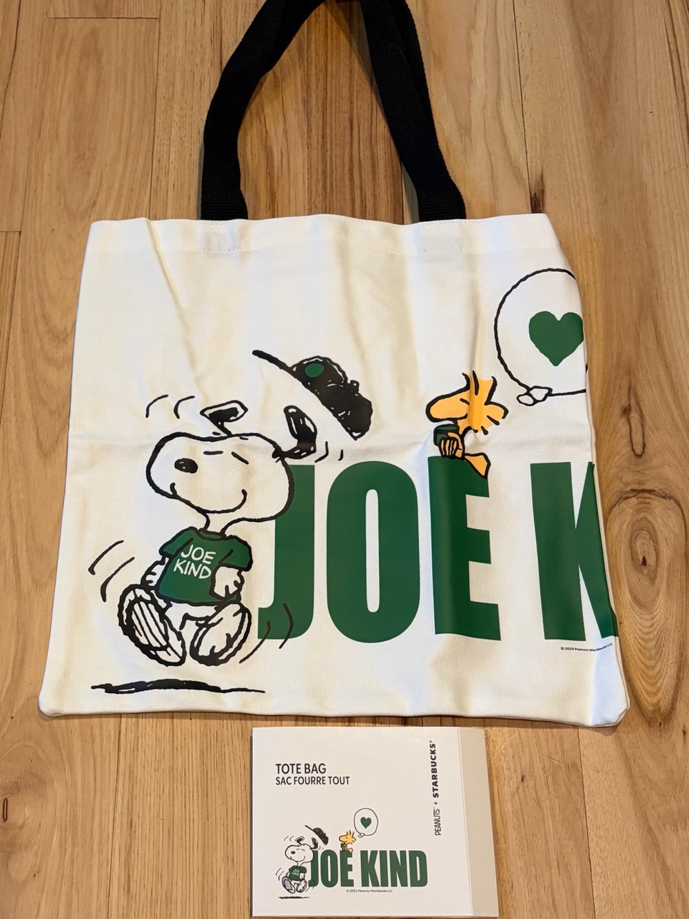 NWT Peanuts + Starbucks Snoopy Joe Kind Canvas Tote Bag